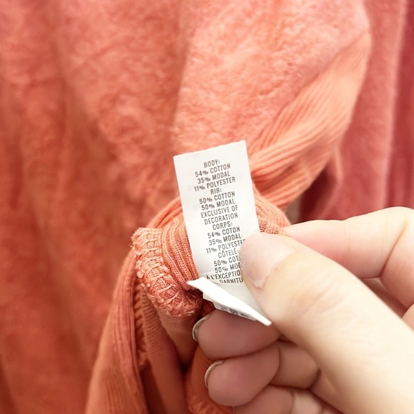 Aerie Peach Faux Fur Split Hem Chilled Out Crewneck Oversized Sweatshirt - Picture 9 of 13